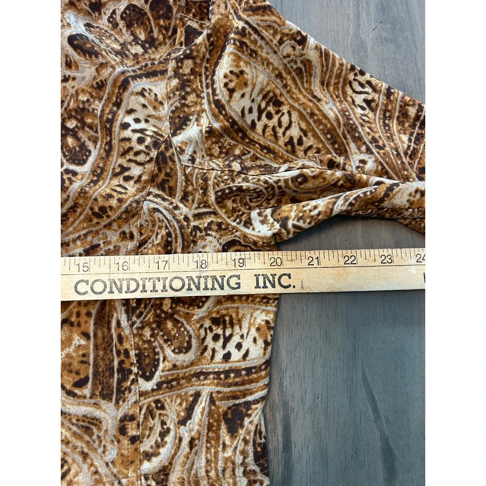 Chicos Additions Brown Paisley Full Zip Mock Neck Jacket Women Size 1 Medium